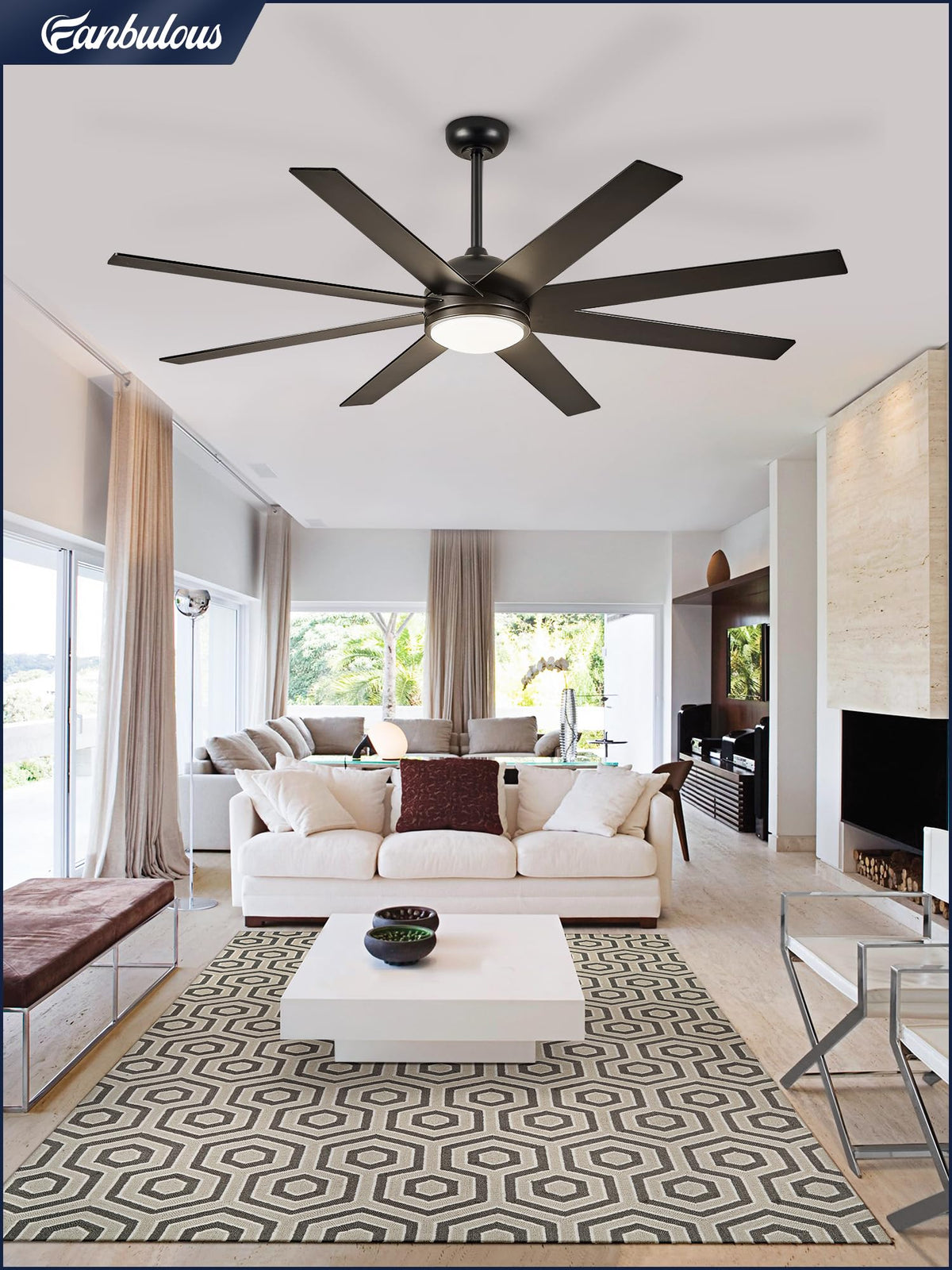Fanbulous durable design suitable for indoor use and covered outdoor spaces.