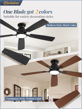 Fanbulous low-profile flush-mount design, side view, ideal for compact ceilings.