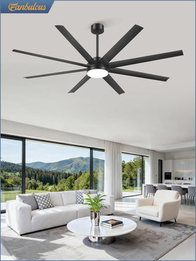 Fanbulous modern black finish suits living rooms, kitchens, and patios.