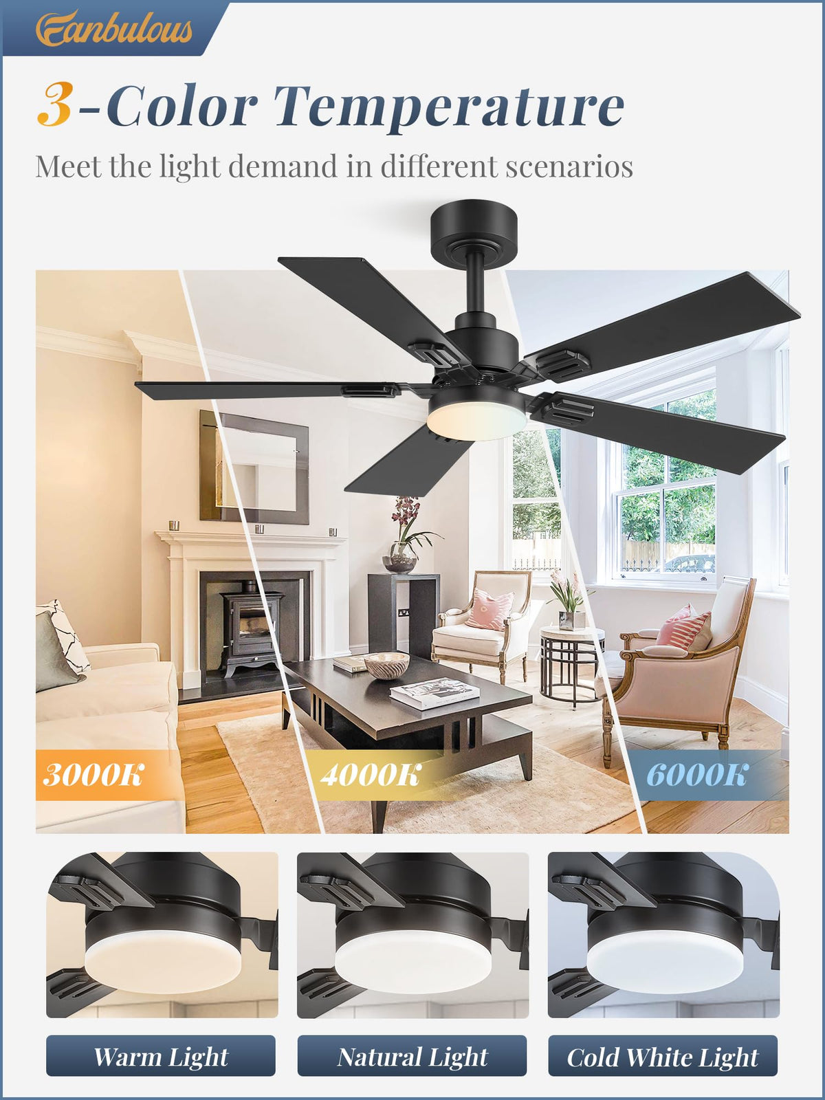 Fanbulous quiet DC motor ceiling fan ensures peaceful bedrooms.