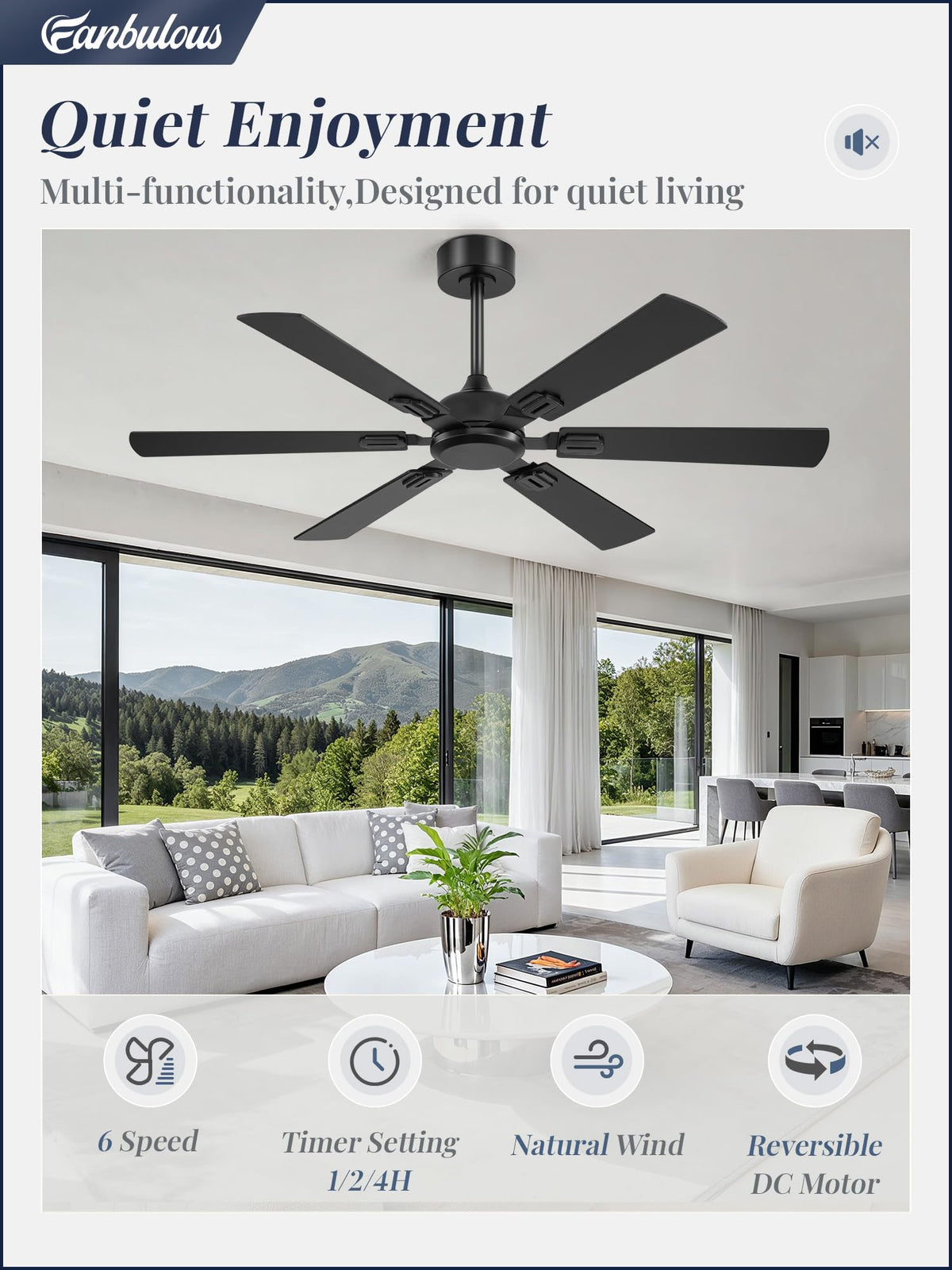 Fanbulous remote control and 6-speed options for tailored cooling.