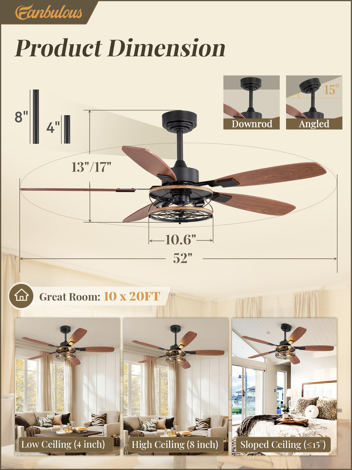 Fanbulous remote-controlled ceiling fan featuring timer for easy operation.