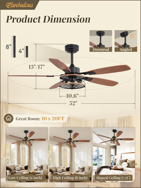 Fanbulous remote-controlled ceiling fan featuring timer for easy operation.