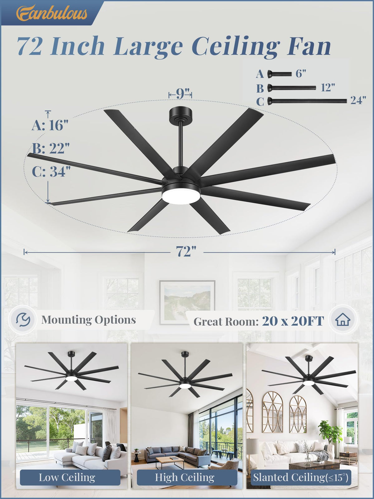 Fanbulous remote and wall-switch compatibility for flexible control.