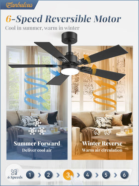 Fanbulous reversible blades offer walnut and black tones to match decor.