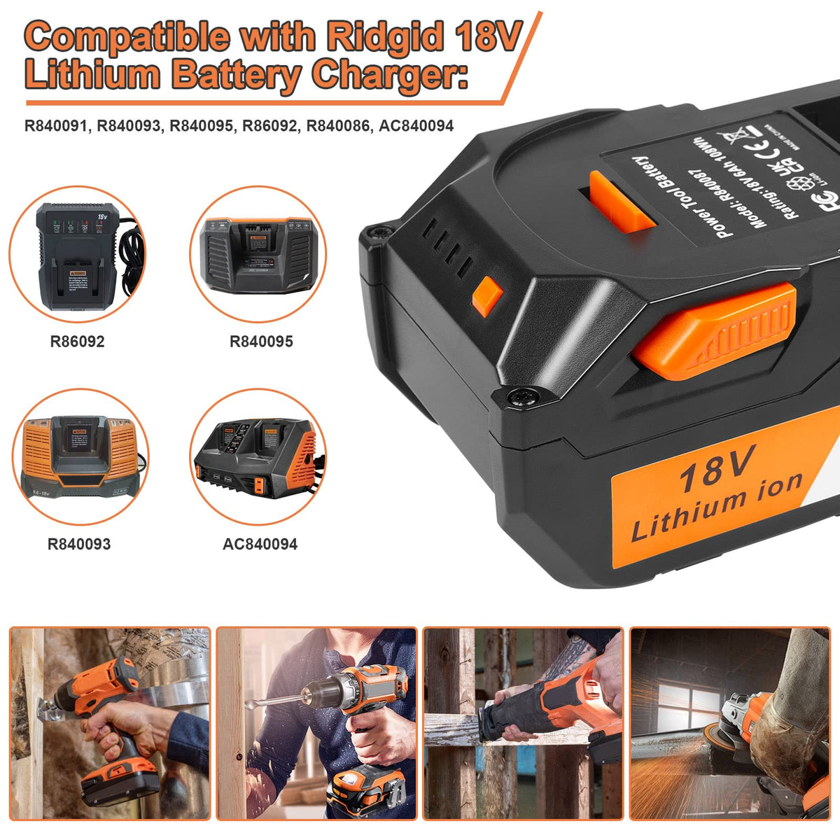 Fancy Buying 6.0Ah Ridgid battery side view showing compact profile for easy handling.