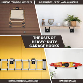 FancyEagle 4-pack garage hooks save space by tidying cords and ladders.