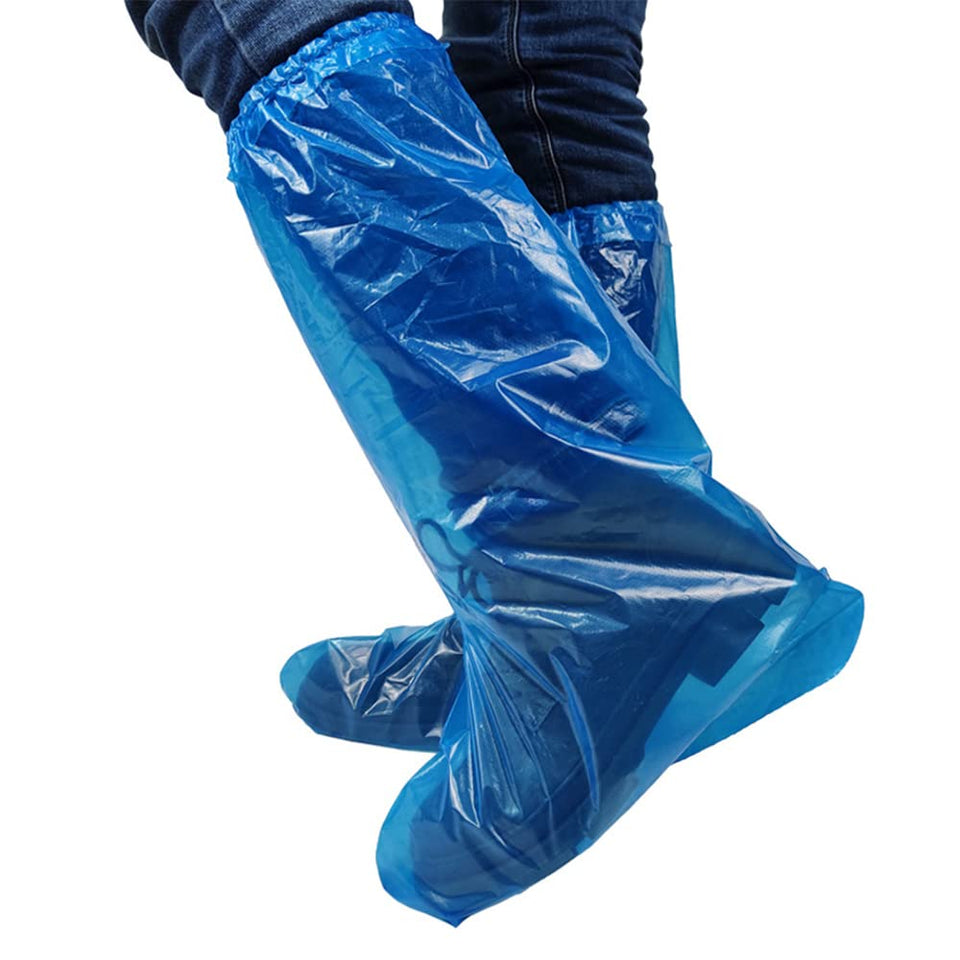 Fancystyle blue boot covers with easy-on-off design protect footwear during messy tasks.
