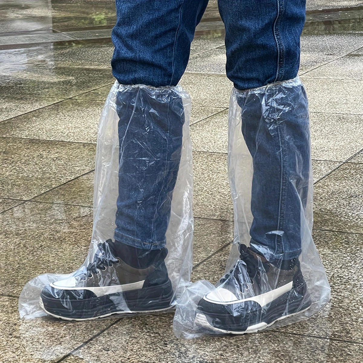 Fancystyle clear overshoes provide quick, easy-on protection against dirt in home or work settings