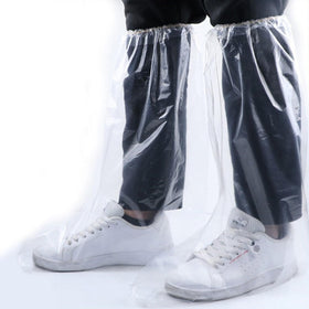 Fancystyle disposable boot covers in clear 19-inch tall design for cleanroom-style protection