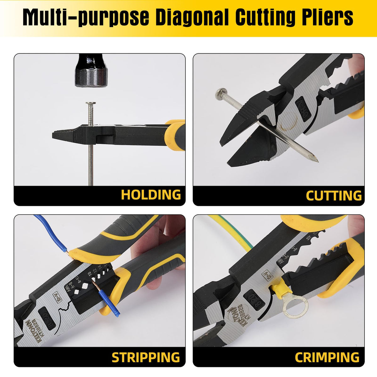 Fancytool diagonal pliers gripping small components in tight spaces.