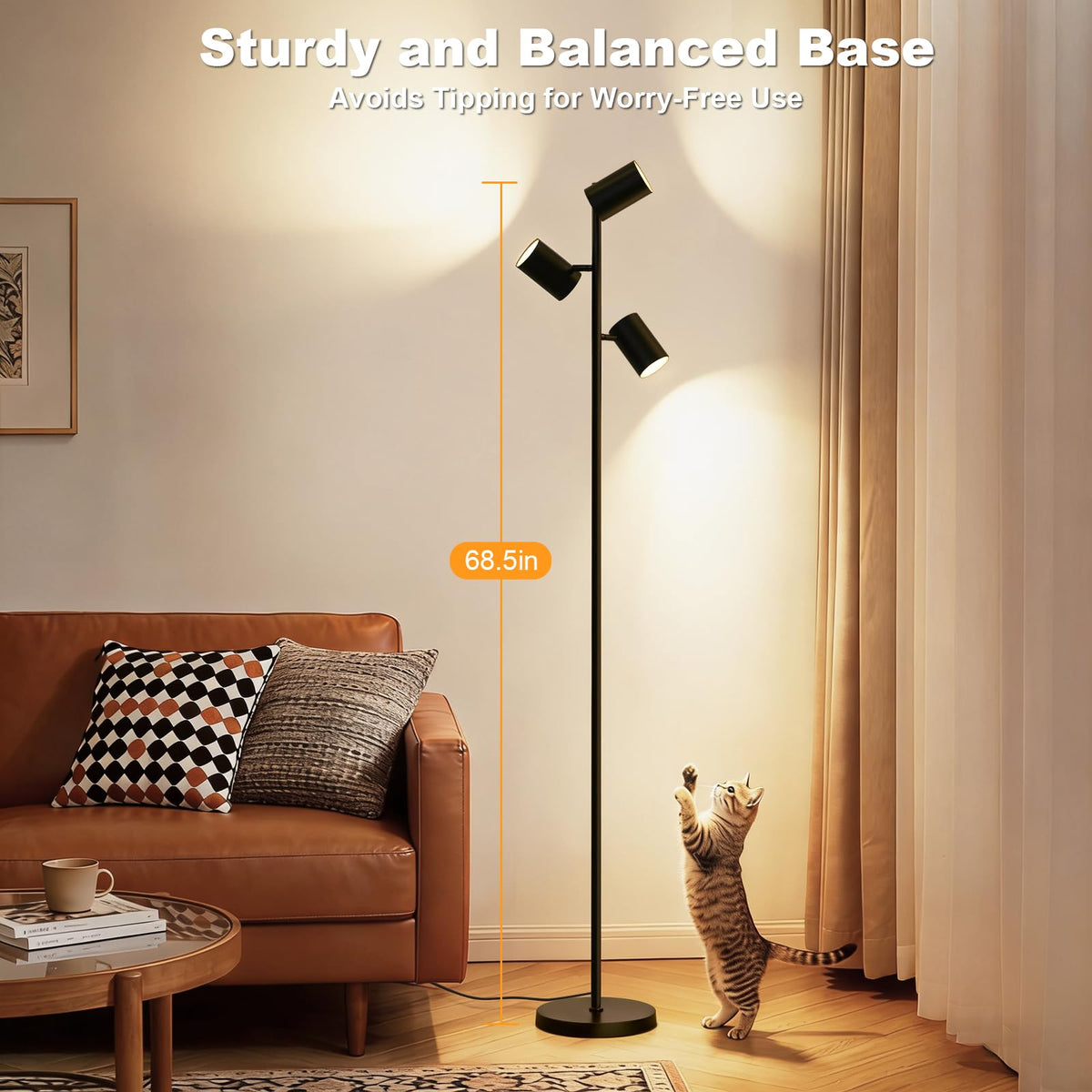 FANDBO anti-tip heavy base keeps the lamp stable around kids and pets.