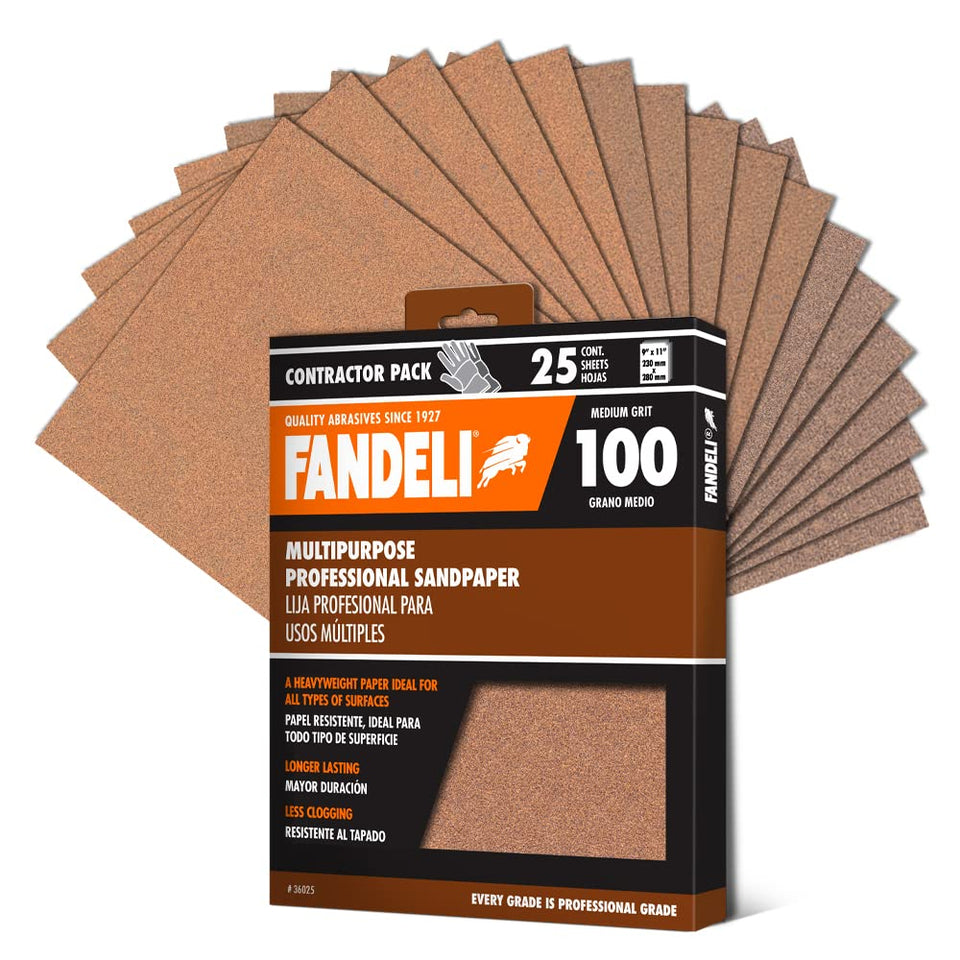 Fandeli 100 grit sandpaper sheet for fast sanding on wood, metal, and paint