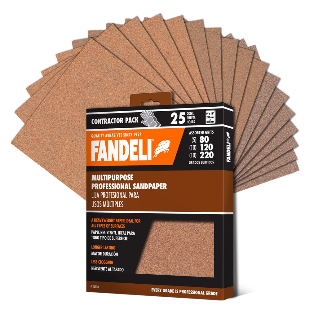 Fandeli 80-grit sanding paper for fast removal on wood and metal.