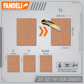 Fandeli aluminium-oxide sandpaper delivers fast sanding and durability.