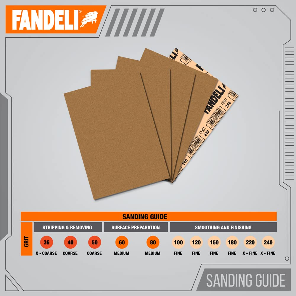 Fandeli 36027 sandpaper flexible for curved surfaces.