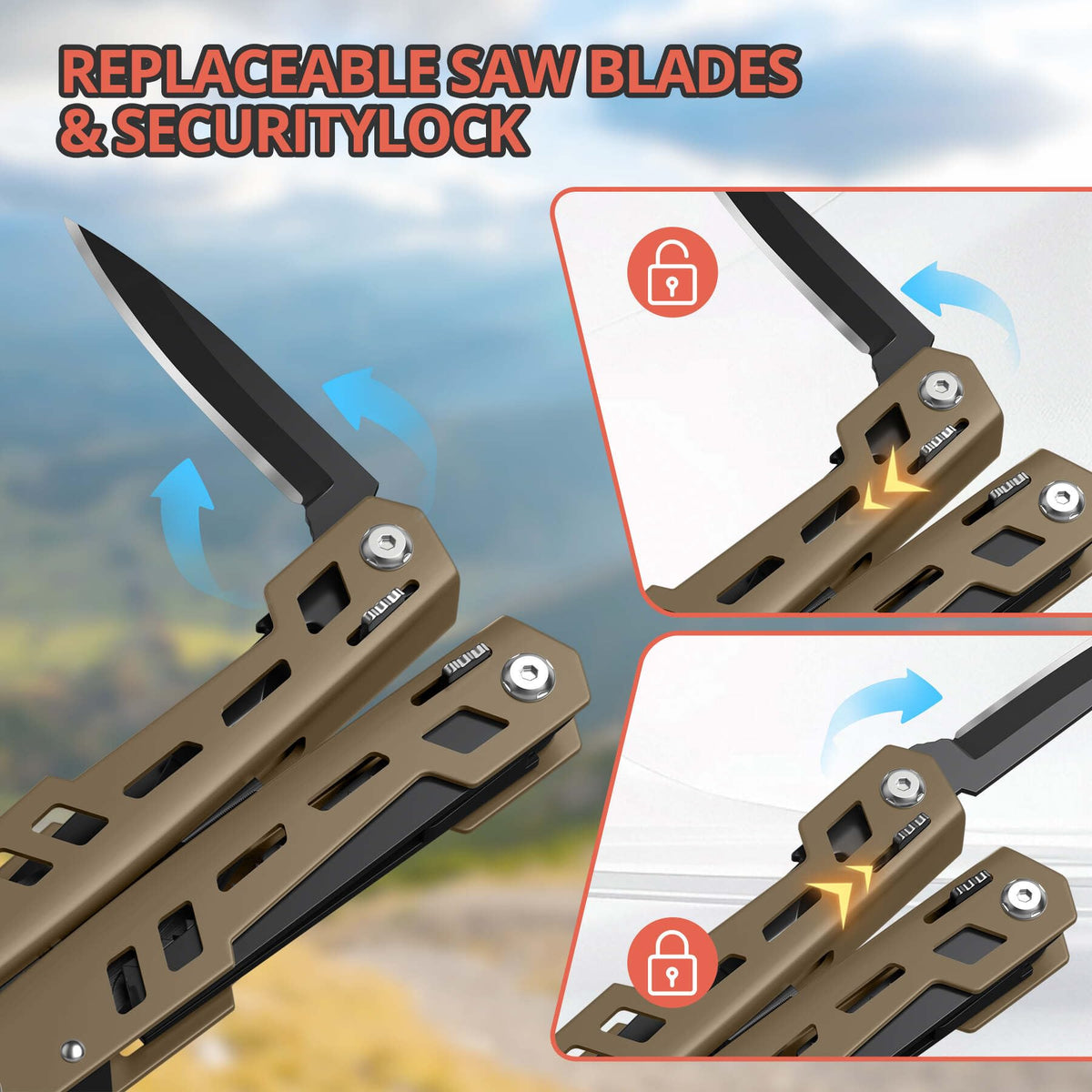 Stainless steel Fangfo multitool resists corrosion during rugged use.