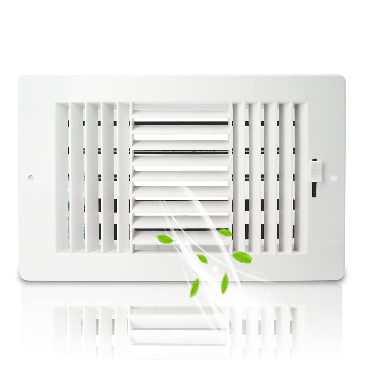 FanGoFast ceiling register front view with three-way airflow.