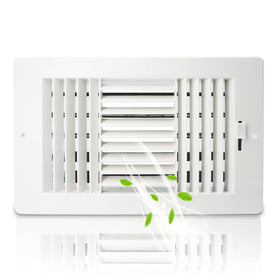 FanGoFast ceiling register front view with three-way airflow.