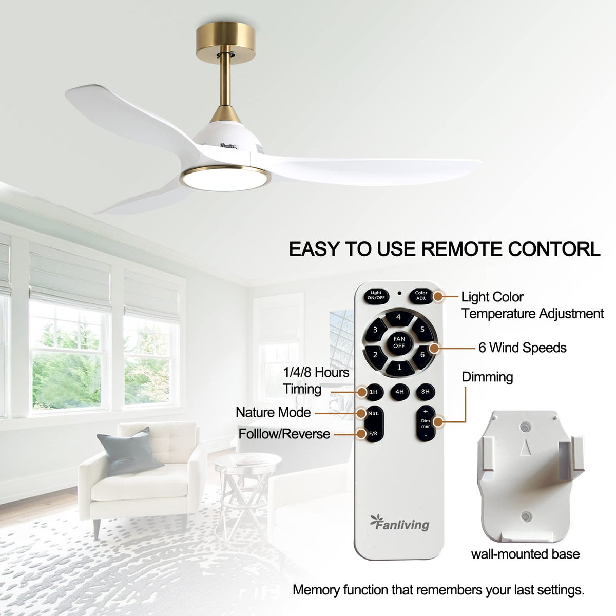 Fanliving LED light offers color temperatures for any mood.