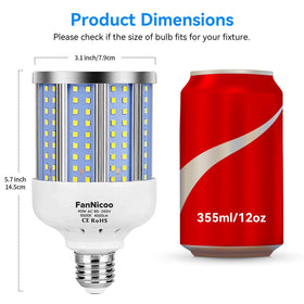 FanNicoo corn lamp side angle shows easy E26/E27 installation