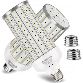 FanNicoo 2-pack LED corn bulbs illuminate large spaces with bright 5500 lumens.