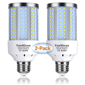 FanNicoo 2-pack LED corn lights for indoor and outdoor use with wide-area illumination