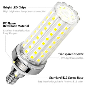 FanNicoo E12 LED corn bulb non-dimmable for versatile lamp use.