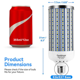 FanNicoo LED corn lamp aluminum body ensures efficient heat dissipation.