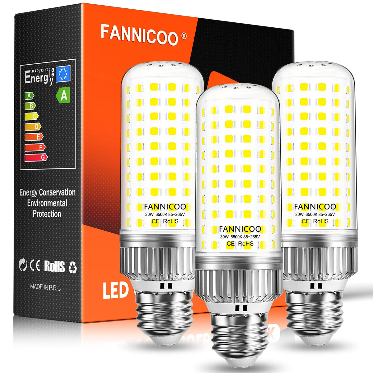 FanNicoo corn light with 360-degree beam for even garage lighting