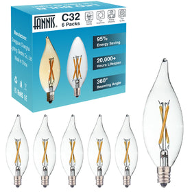 FANNIS CA10 flame-tip LED filament bulb close-up for fixtures