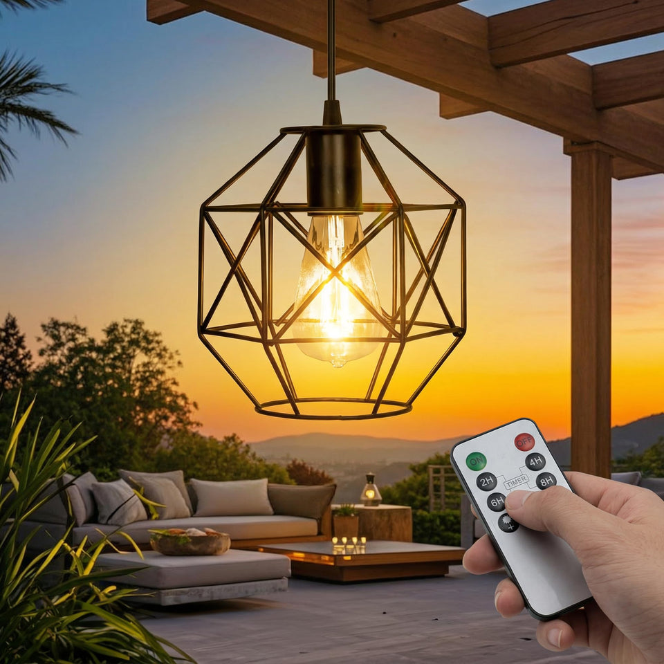 FANOAULEA battery-operated chandelier brightens outdoor gazebo with warm glow