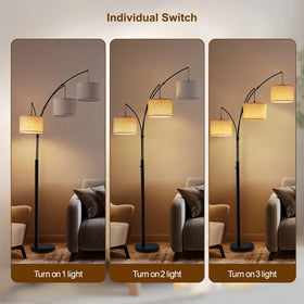 Fansdrick beige linen shades emit warm white glow.