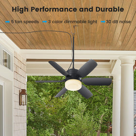 Fanspex tri-color light offers warm to cool illumination.