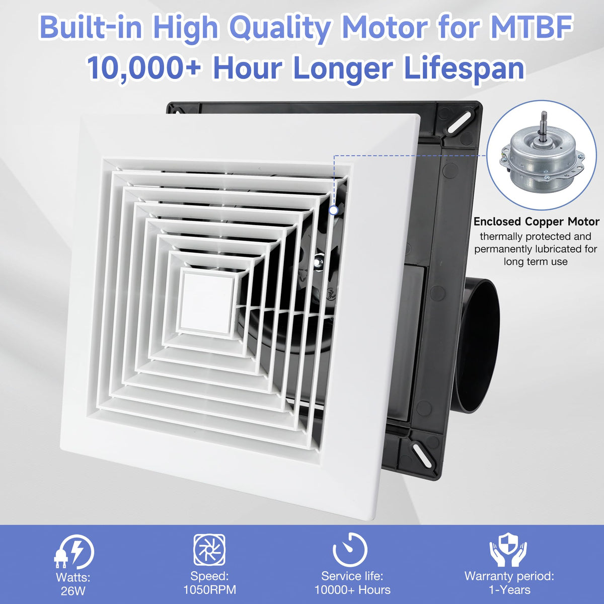 Fanspex thermally protected motor enhances reliability and longevity.