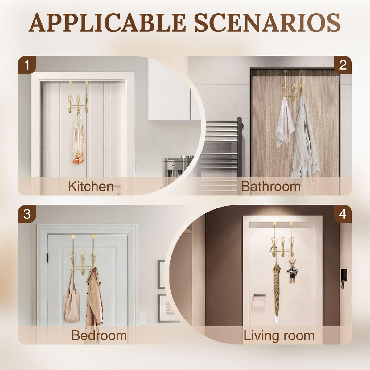 FantasHome bedroom closet organizer over-the-door hook rack saves space.