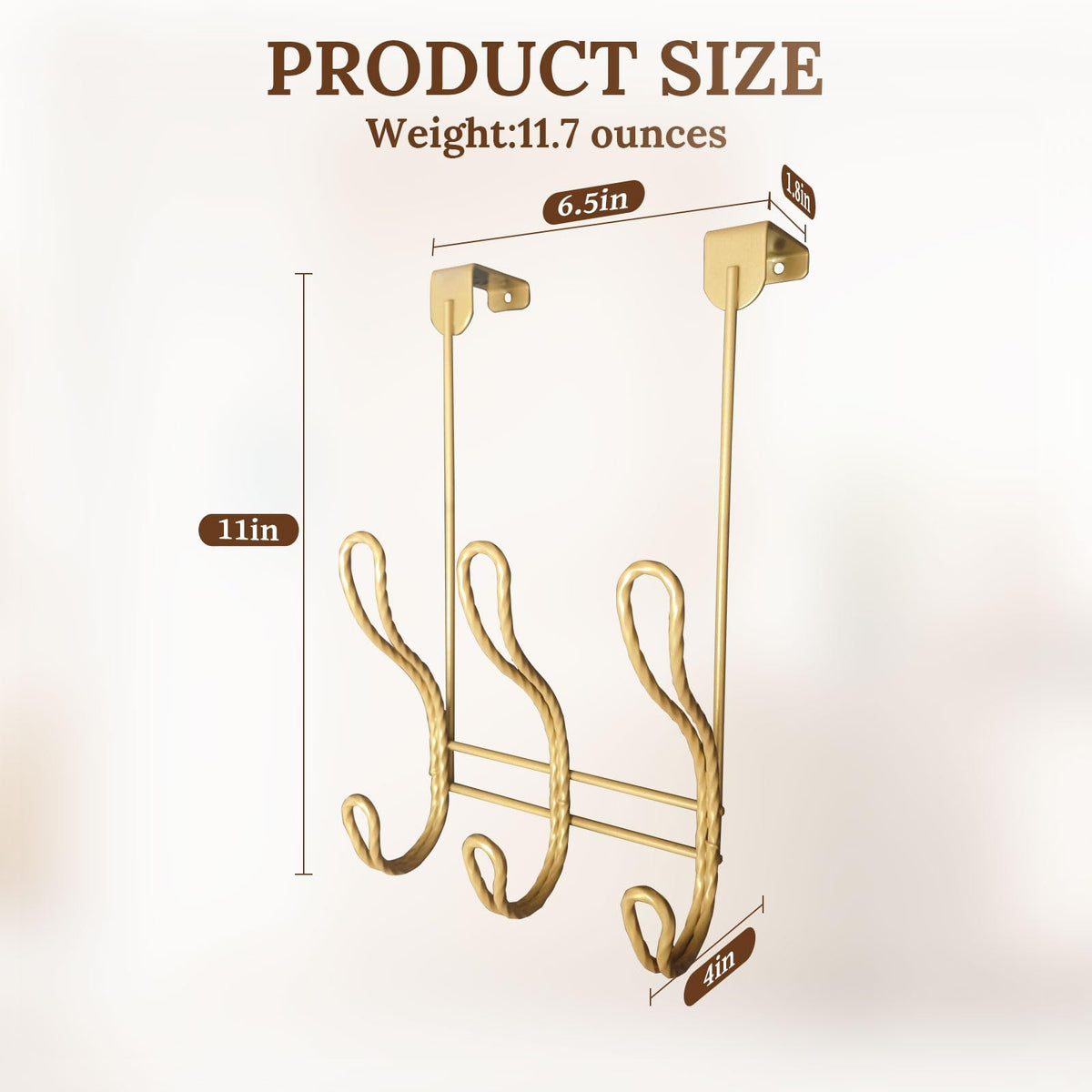 FantasHome door hanger in gold provides convenient coat storage.