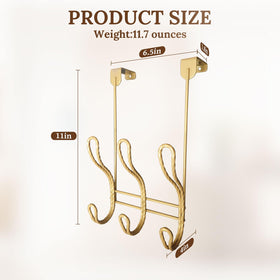 FantasHome door hanger in gold provides convenient coat storage.