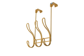 FantasHome twisted-design over-the-door hook rack in gold holds towels and coats.