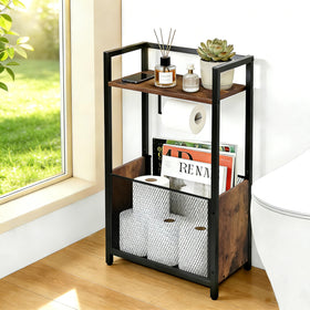 Fantersi toilet paper holder stand with mesh basket for easy storage