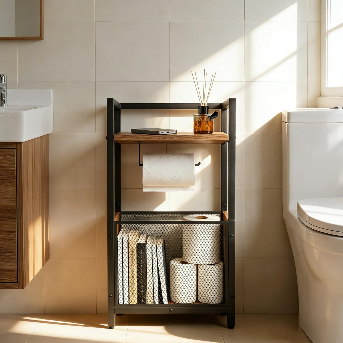 Fantersi multi-tier storage unit for bathroom essentials