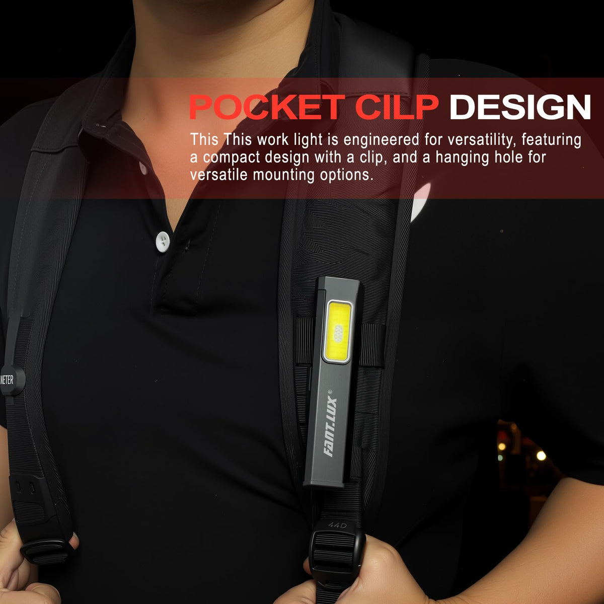 FANT.LUX pocket flashlight 500mAh battery runs 2–12 hours for flexible use.