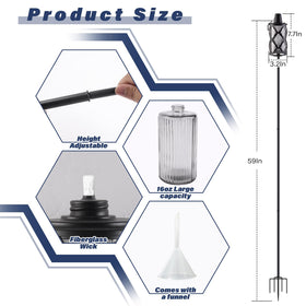 FAN-Torches 59-inch-height-adjustable torch for flexible space lighting.