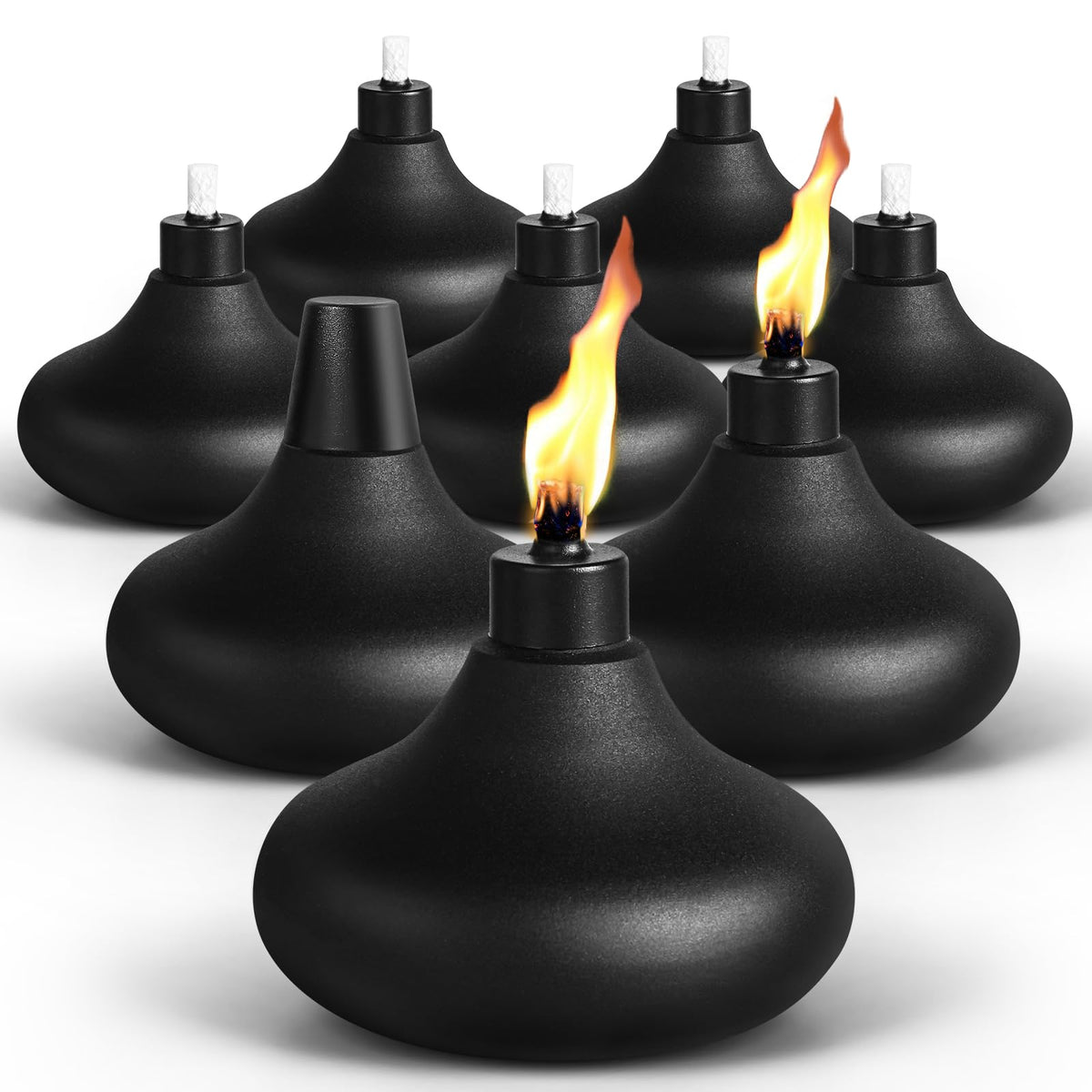 FAN-Torches 8-pack metal table top torches for outdoor ambiance and warm evenings