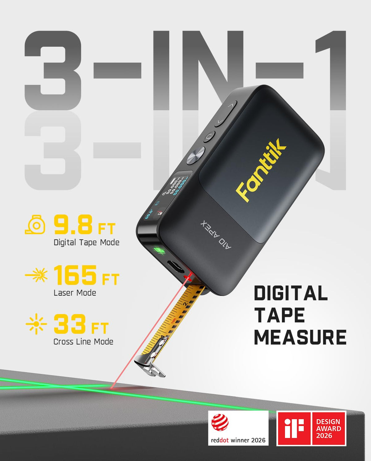 Fanttik A10 Apex laser-distance-measurement with long-range accuracy