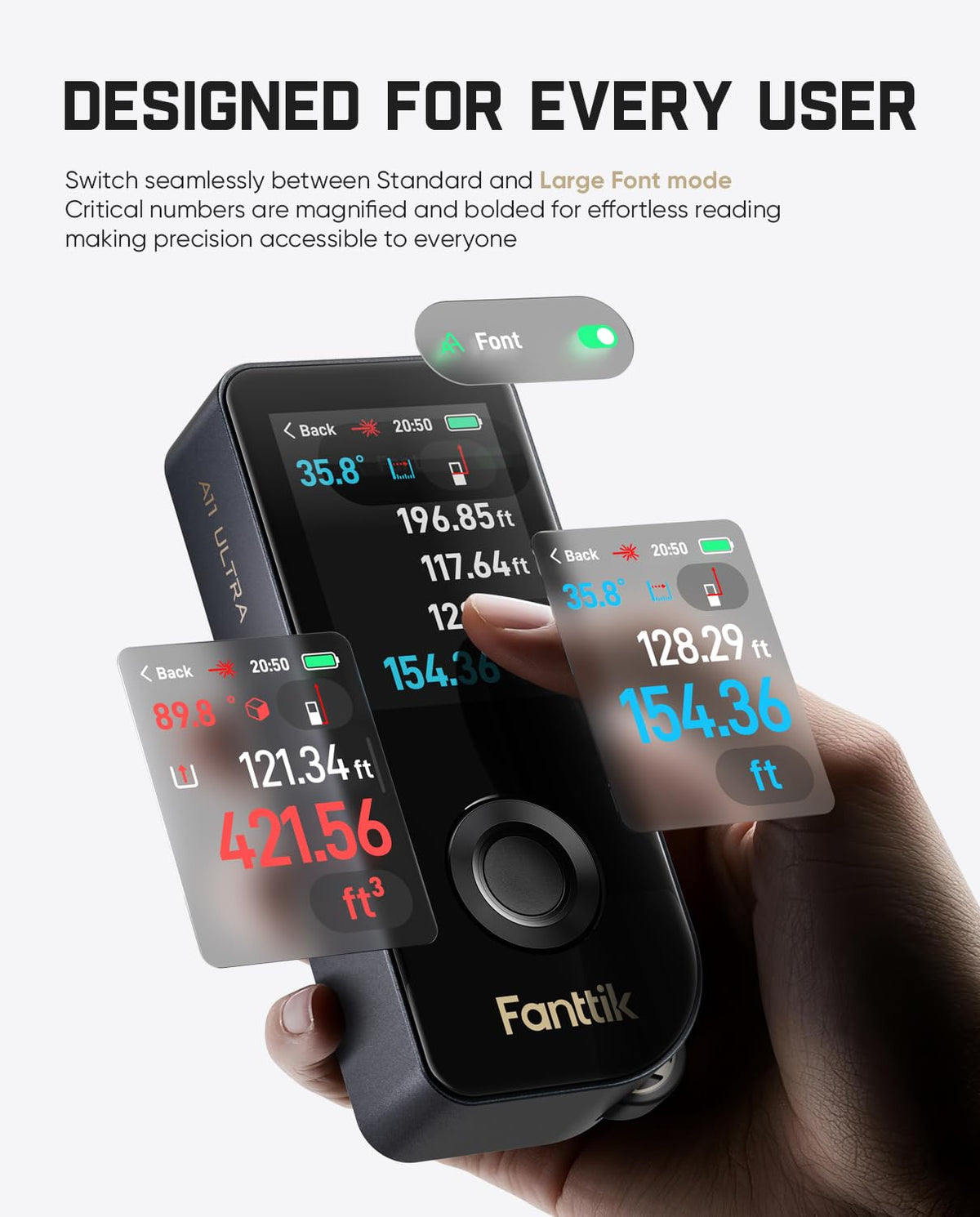 Fanttik A11 Ultra large font mode improves readability.