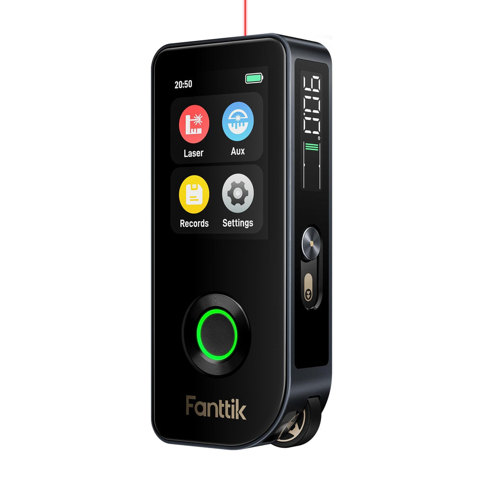 Fanttik A11 Ultra laser measure on workbench for quick distance checks.