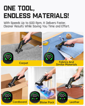 Fanttik C10 Pro BowGuide cutting fabric in a workshop setting.