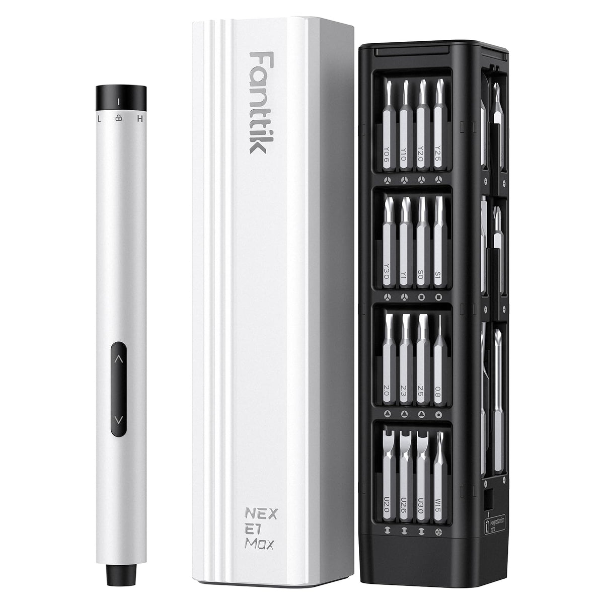 Fanttik E1 Max with magnetic case keeping bits organized for repairs