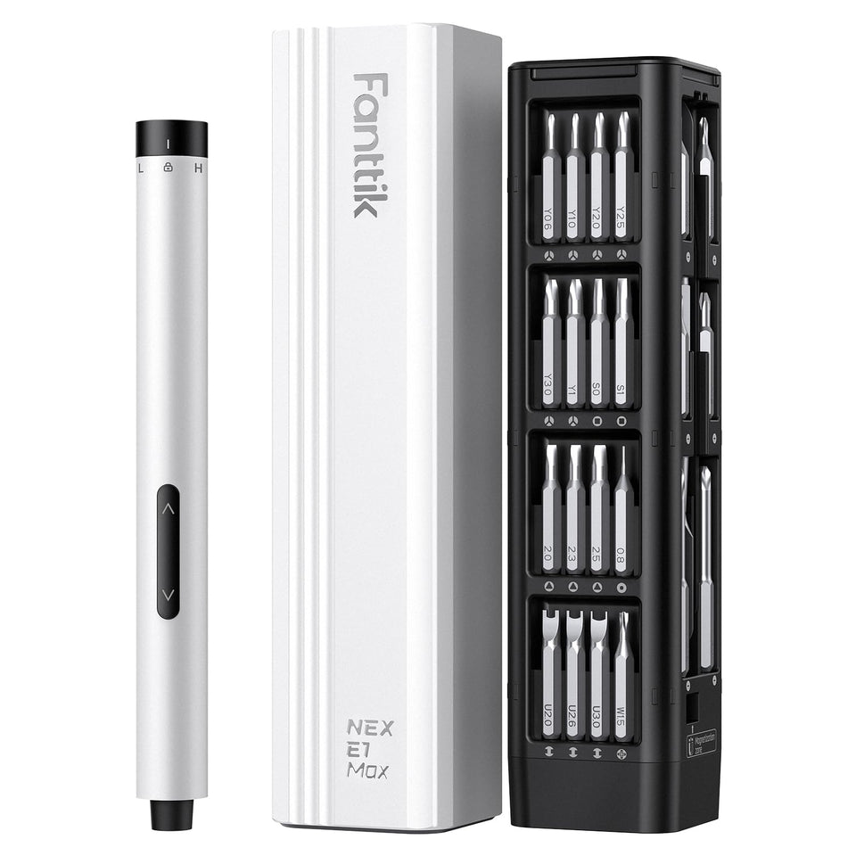 Fanttik E1 Max with magnetic case keeping bits organized for repairs